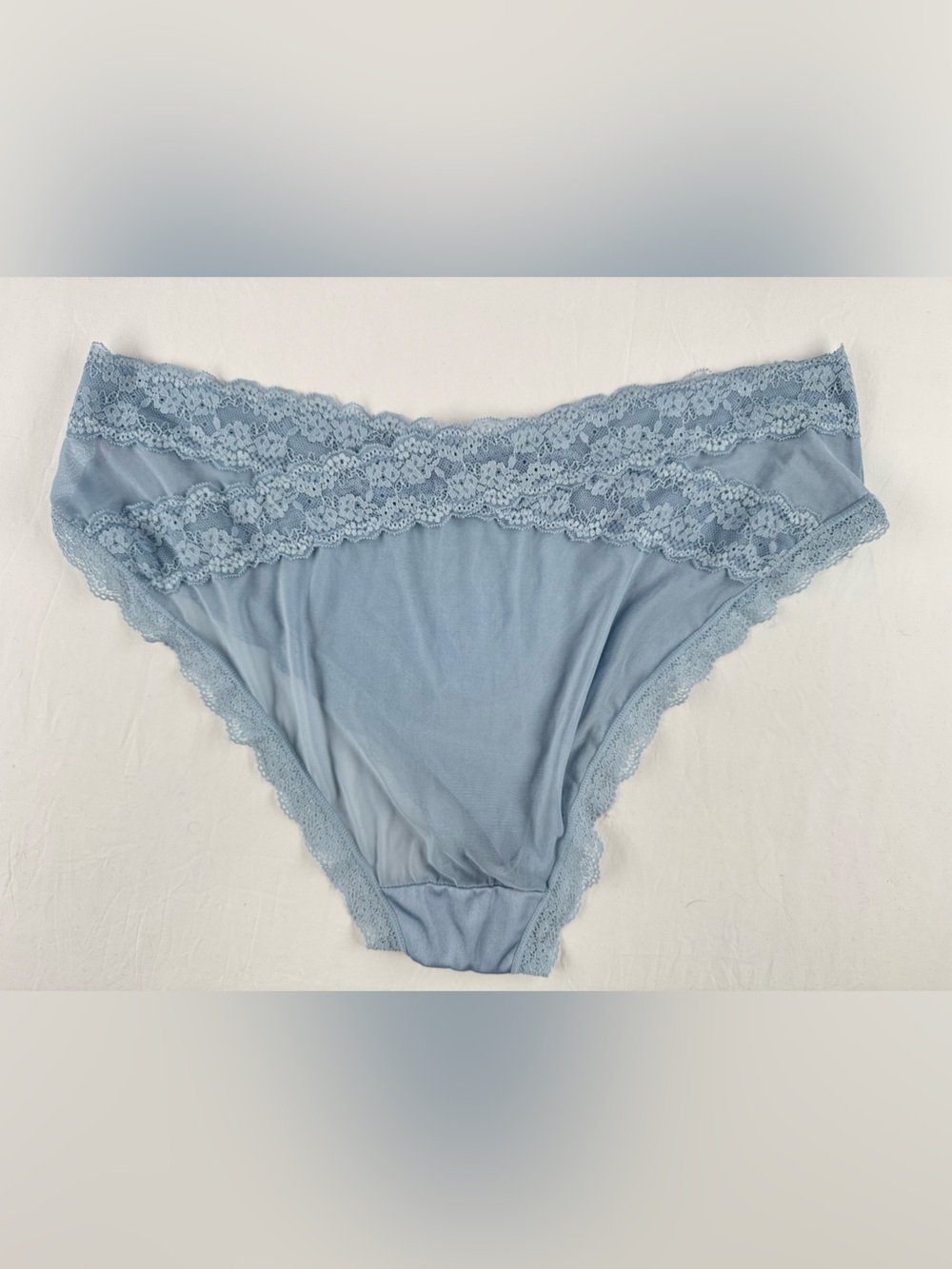 smart & sexy Blue High Waist Lace Trim Bikini Panties